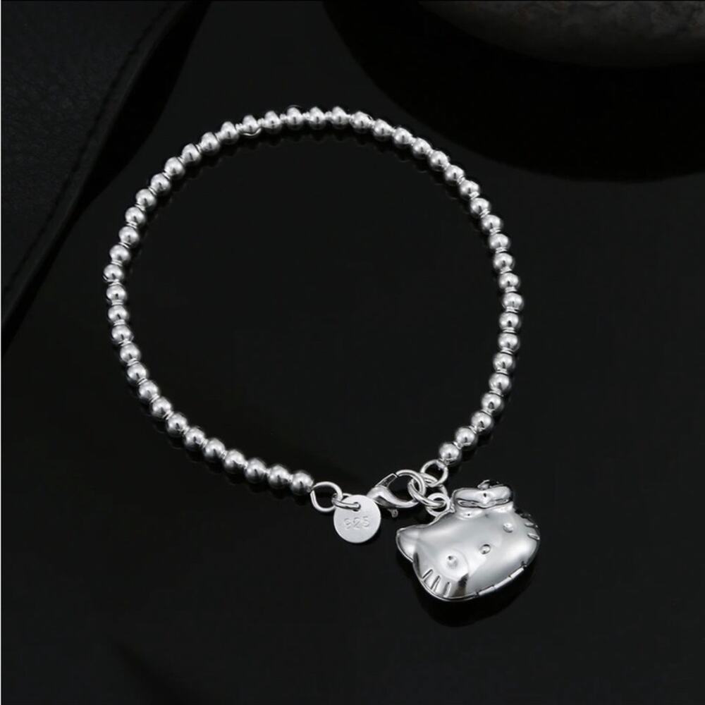 Hello Kitty Sterling Silver Beaded Bracelet Necklace Set - Picture 6 of 8